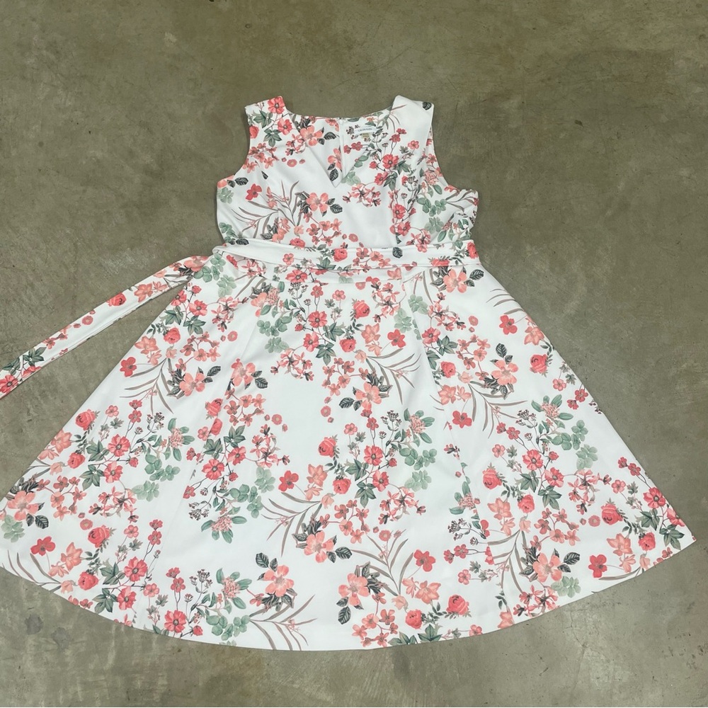 Calvin Klein White and Pink Floral Plus Size Dress